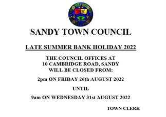 Late Summer Bank Holiday Closure - Monday 29th August 2022